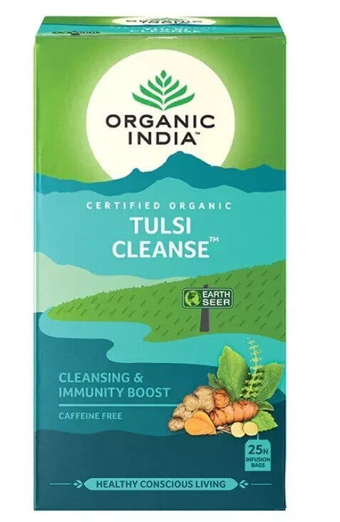ORGANIC INDIA TEA TULSI CLEANSE 25 TEABAGS - Pack of 5  Free Shipping