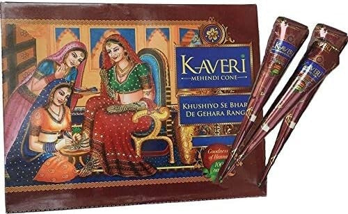 12 x Kaveri Dark Brown Mehndi All Natural Body Art Organic Temporary Tattoo…