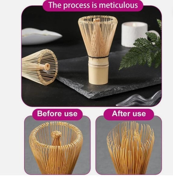 3Pcs Matcha Whisk Set Elegant Matcha Making Tool Bamboo Ceramic Tea Whisk Set