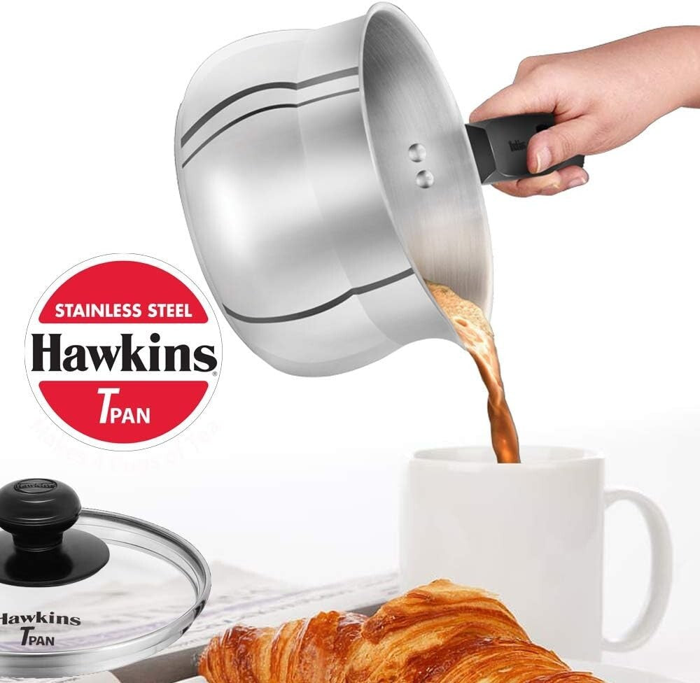 Hawkins Futura Steel Tea Pan with Glass Lid, 1.5 Litre Capactiy  Free Shipping