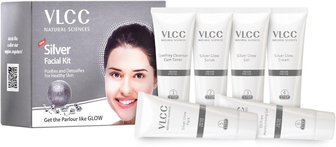 VLCC Silver Facial Kit Detoxifies & Purifies Skin Tissues & Restore The Natural