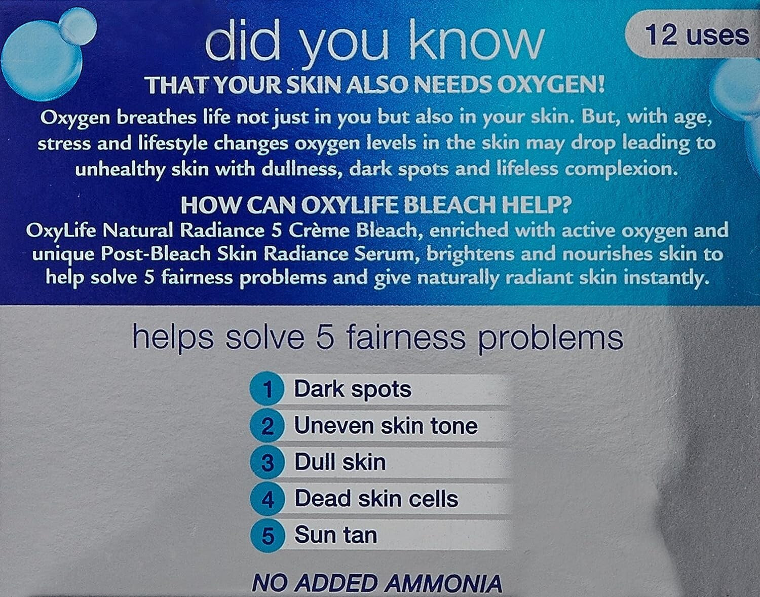 Oxylife Natural Radiance 5 Creme Bleach, 126g  Free Shipping