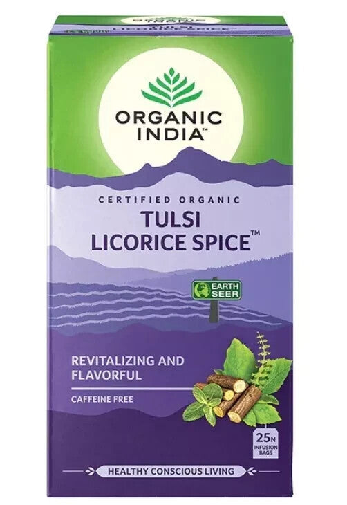 Organic India Tulsi Licorice Spice Tea 25 Teabags - Pack of 5  Free Shipping