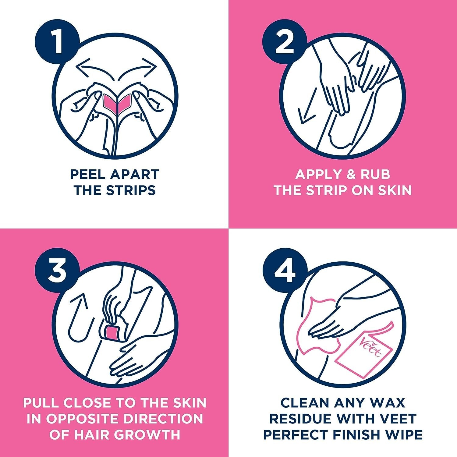 Veet Easy Grip Wax Strips for Sensitive Skin (Count of 20) Hair Removal, 0.1Kg