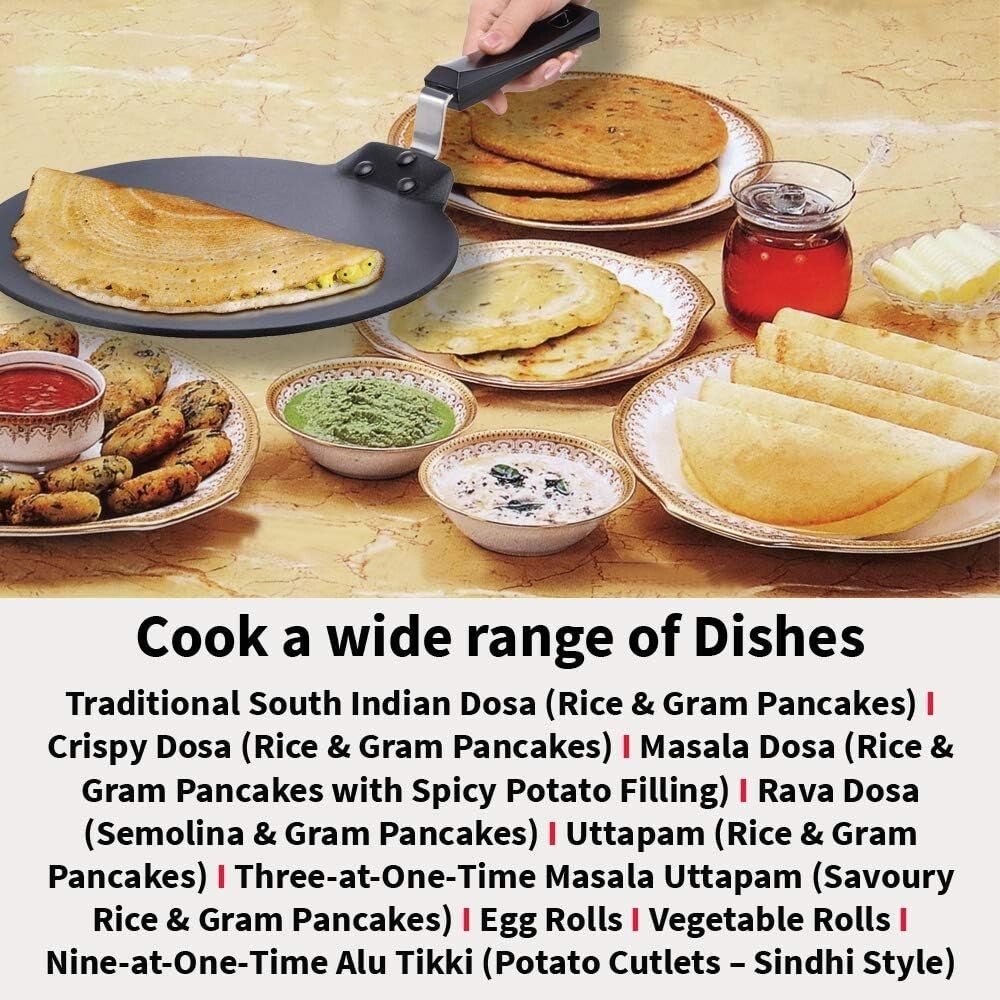 Hawkins Futura Non-Stick Flat Dosa Tava Griddle, 11-Inch,Black Size Name:11-Inch