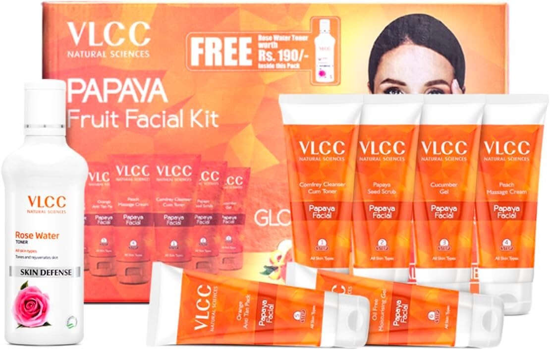Papaya Premium Facial Kit with FREE Rose Water Toner  Free Shipping