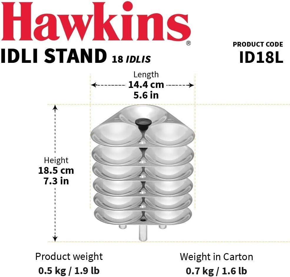 Hawkins 18 Idli Set for 6.5 Litre Pressure Cooker  Free Shipping
