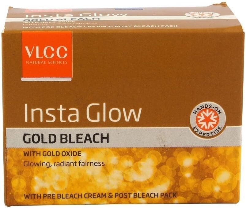 2 x VLCC Insta Glow Gold Bleach With Gold Oxide - Glowing, Radiant Fairness - 30
