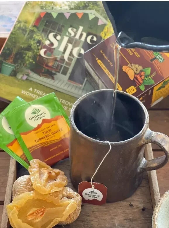 Organic India Tulsi Tea's - 25 Tea Bags (Tulsi Ginger Turmeric) - Pack of 5 