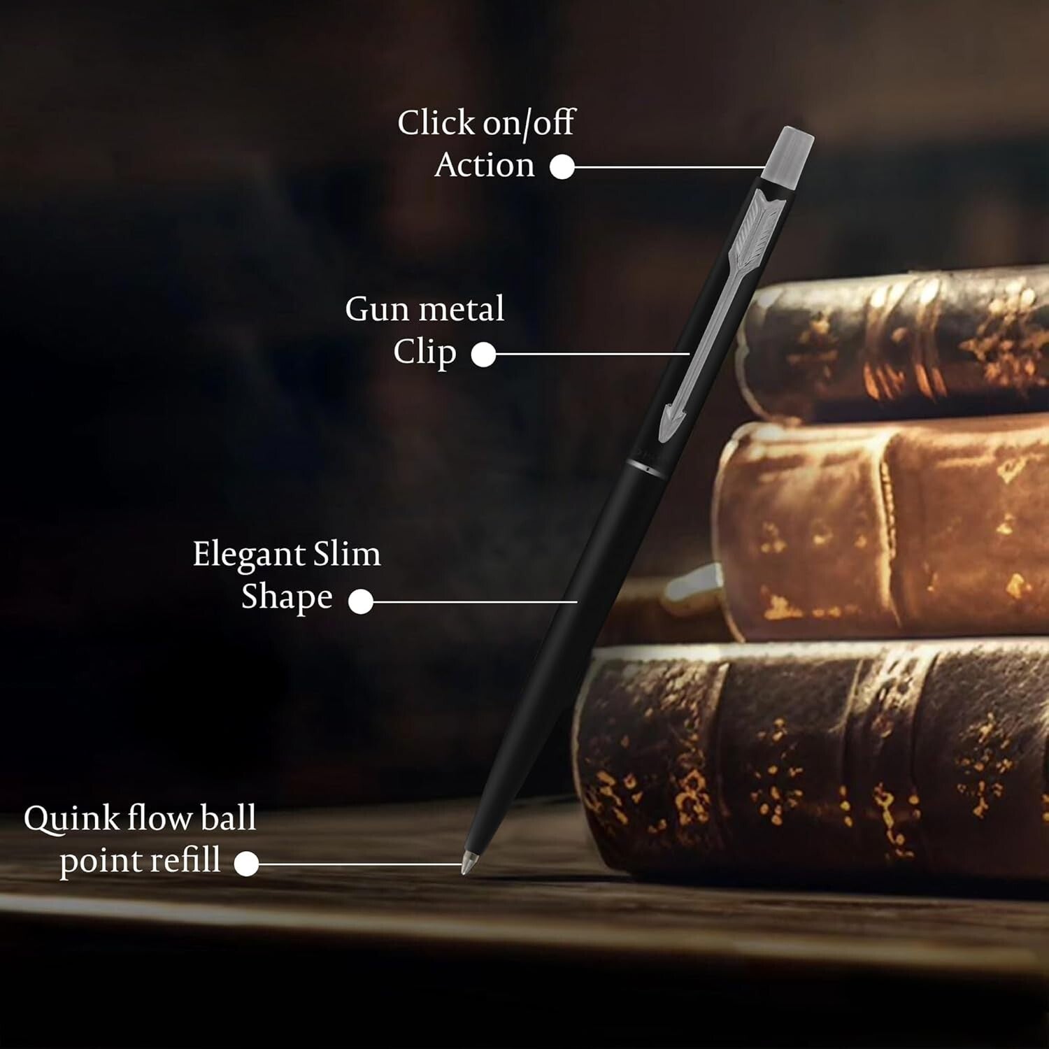 Parker Classic Matte Black| Gun Metal Trim |Ball Pen| Ink Colour – Blue 