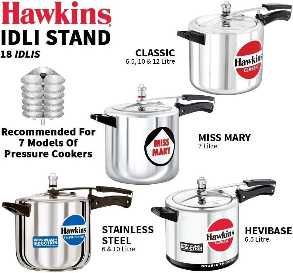 Hawkins 18 Idli Set for 6.5 Litre Pressure Cooker  Free Shipping