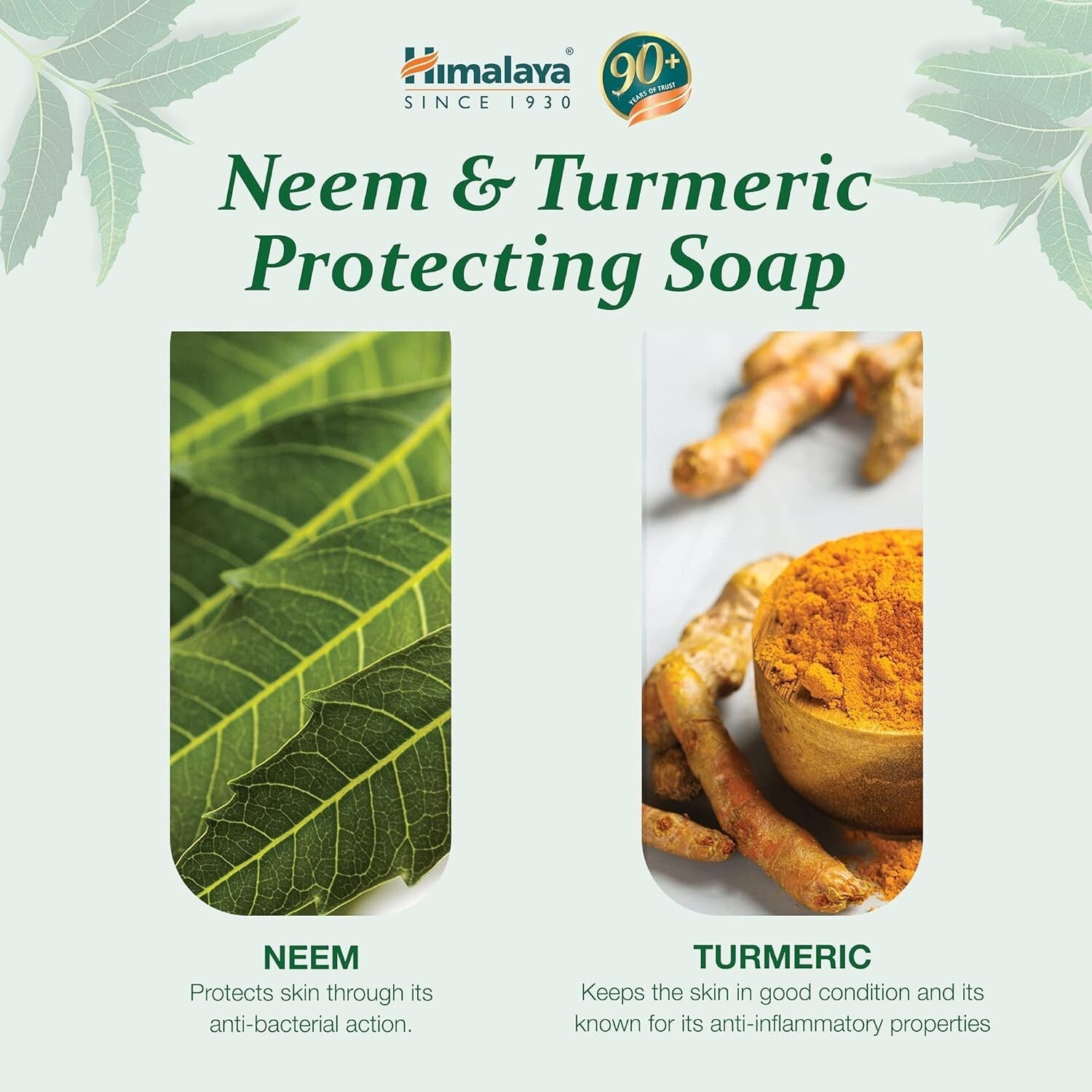 Himalaya HERBALS Protecting Neem & Turmeric Soap 75G(Pack Of 6)  Free Shipping