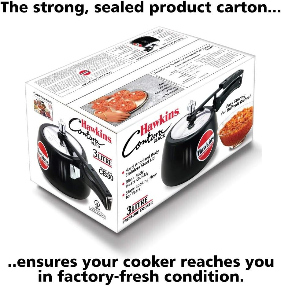 Hawkins Contura Pressure Cooker, Black, HawCB30, 3-Liter