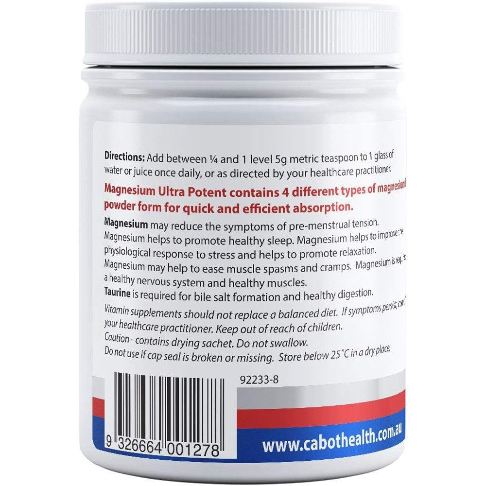 Cabot Health Magnesium Ultra Potent Powder - 465g FREE SHIPPING