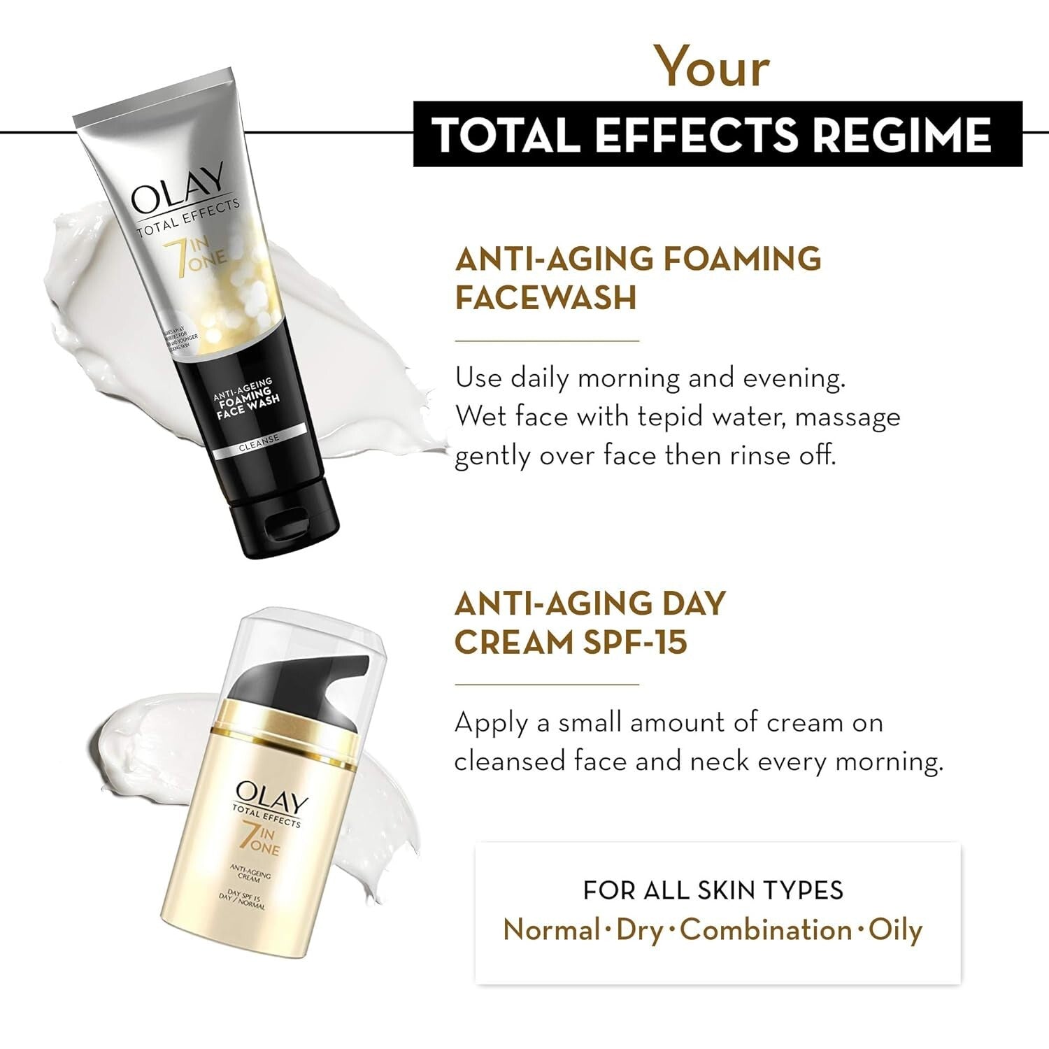 Olay Total Effects Giftpack - Day Cream with SPF 15 50gm + Cleanser 100g 