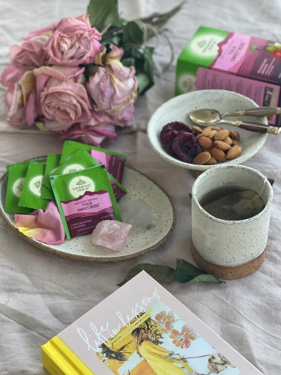 Organic India Tulsi Sweet Rose 25 Tea Bags  Free Shipping