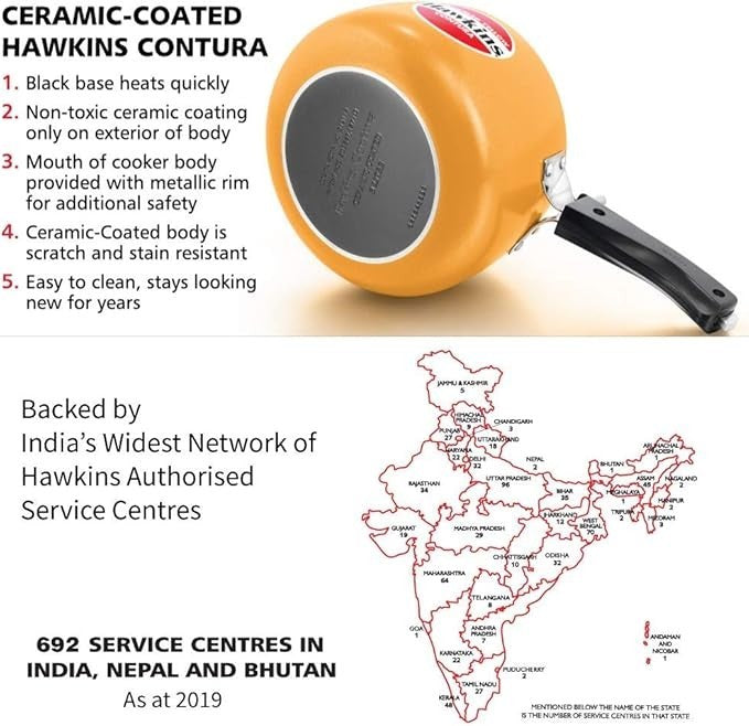 Hawkins Ceramic CMY30 Coated Contura Pressure Cooker, 3 L, Mustard Yellow