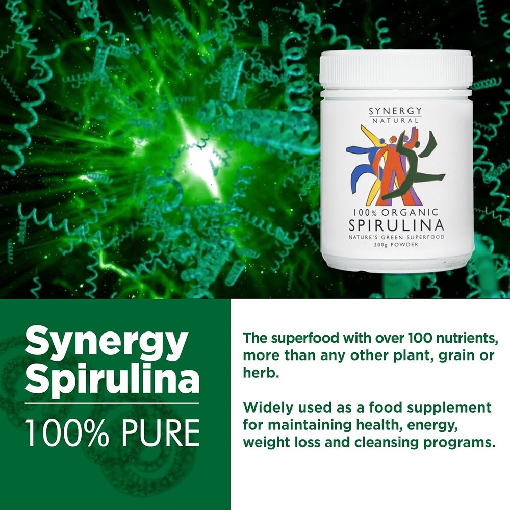 Synergy Natural Organic Spirulina Powder 200g Free shipping