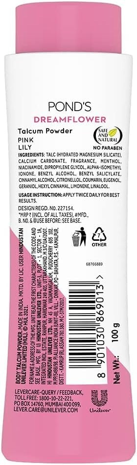 Ponds Dreamflower Fragrant Talc, 100G (Pack of 3)  Free Shipping