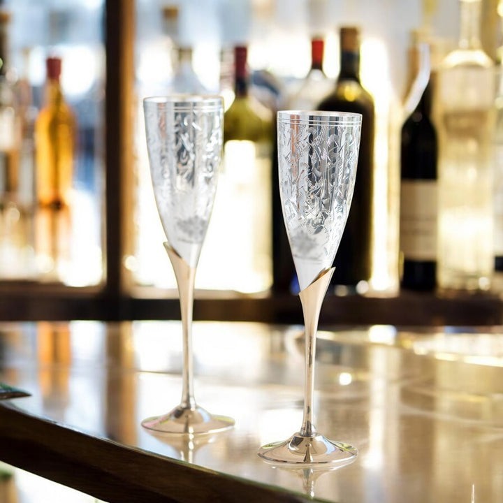 Silver & Brass Champagne Glass Set of 2