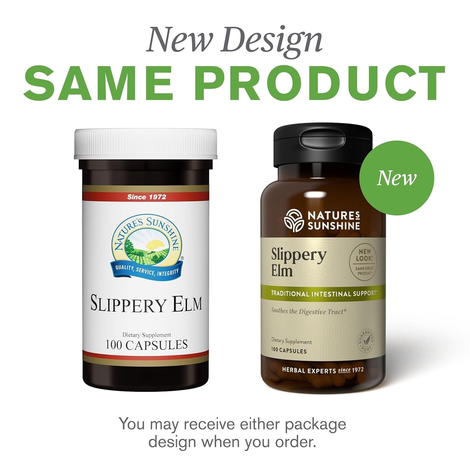 Nature's Sunshine Slippery Elm 360mg 100c  Free Shipping