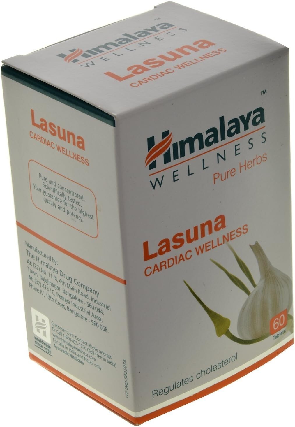 Himalaya Wellness Pure Herbs Lasuna Cardiac Wellness - 60 Tablets  Free Shipping