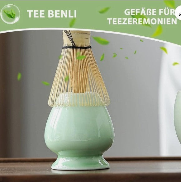 3Pcs Matcha Whisk Set Elegant Matcha Making Tool Bamboo Ceramic Tea Whisk Set