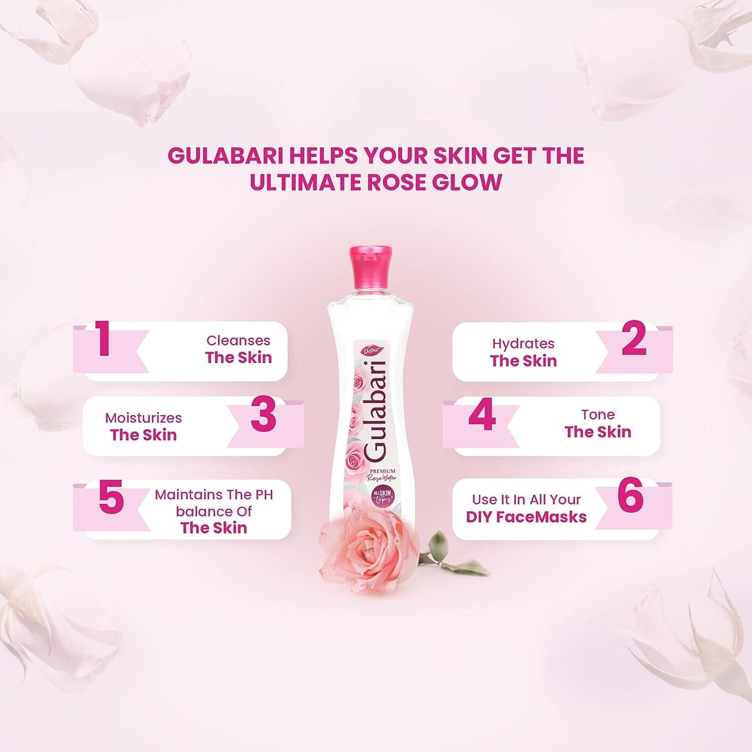 Dabur Gulabari Rose Water/Skin Toner, 250ml  Free Shipping