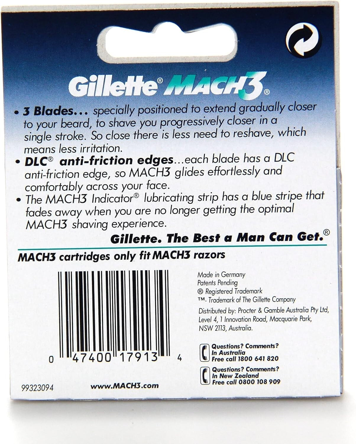 Gillette Mach3 Men's Razors / Blades Refill Cartridges, 4 Pack  Free Shipping