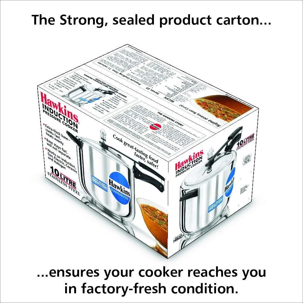 Hawkins Stainless Steel Induction Compatible Pressure Cooker, 10 Litre Capacity,