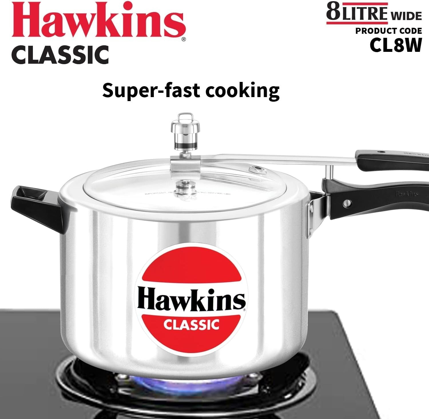 Hawkins Classic Pressure Cooker Jumbo, 8 Litre Capacity  Free Shipping
