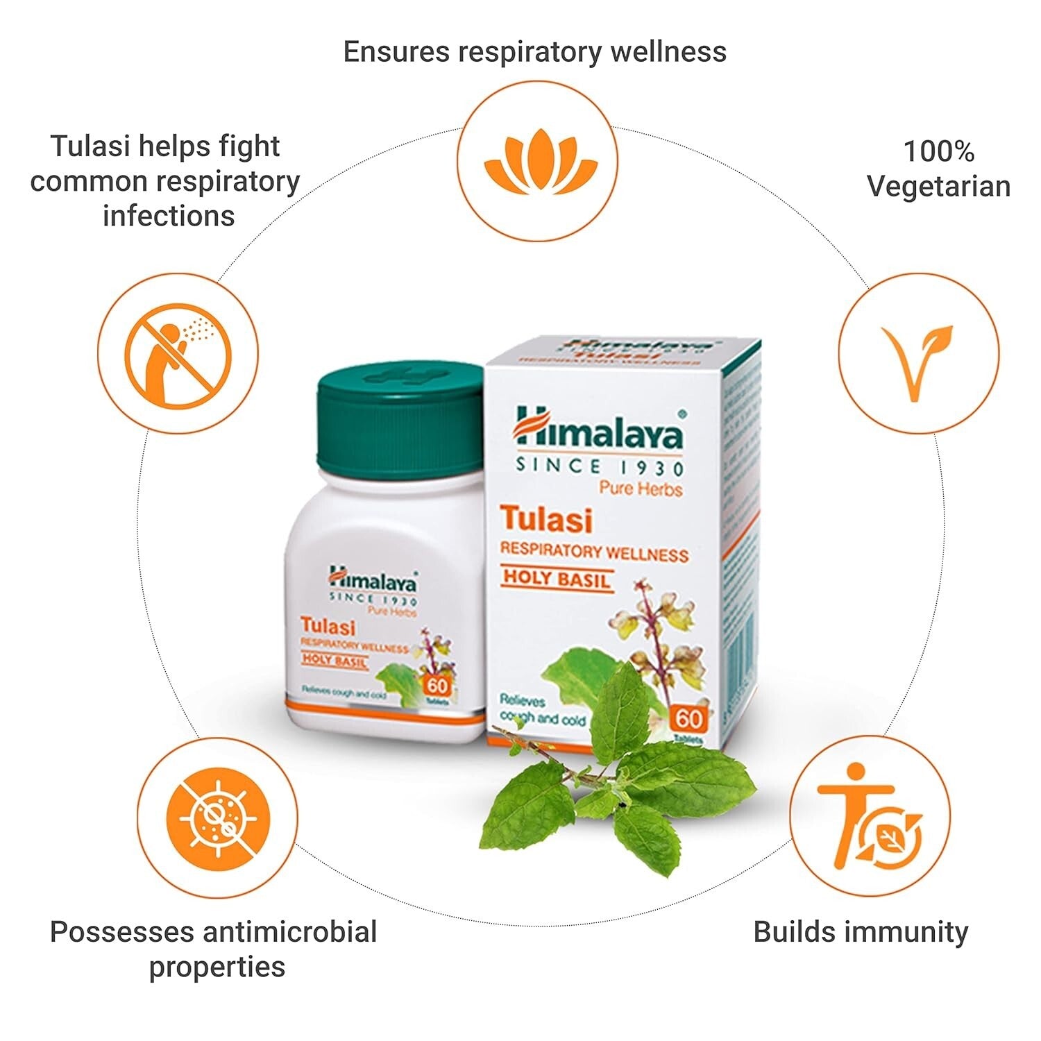 Himalaya Wellness Pure Herbs Tulasi Respiratory Wellness | Holy Basil 