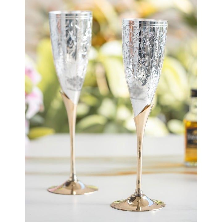 Silver & Brass Champagne Glass Set of 2