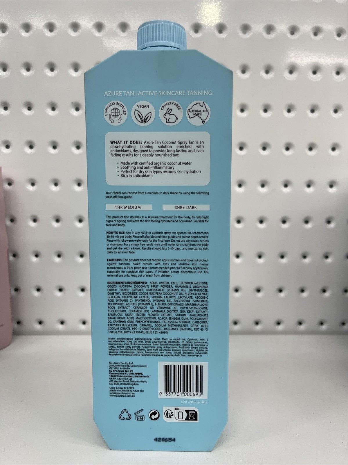 Azure Tan PRO MIST - ORGANIC COCONUT - MEDIUM TO DARK 1L Free Shipping