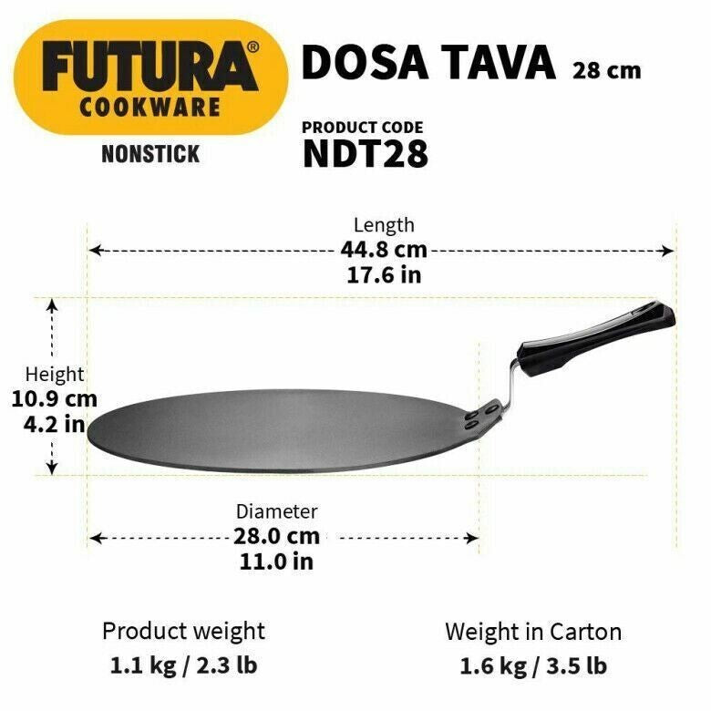 Futura Hawkins Non Stick Dosa Tava Griddle 28cm Diameter & 4.88mm Thick- TAWA ..