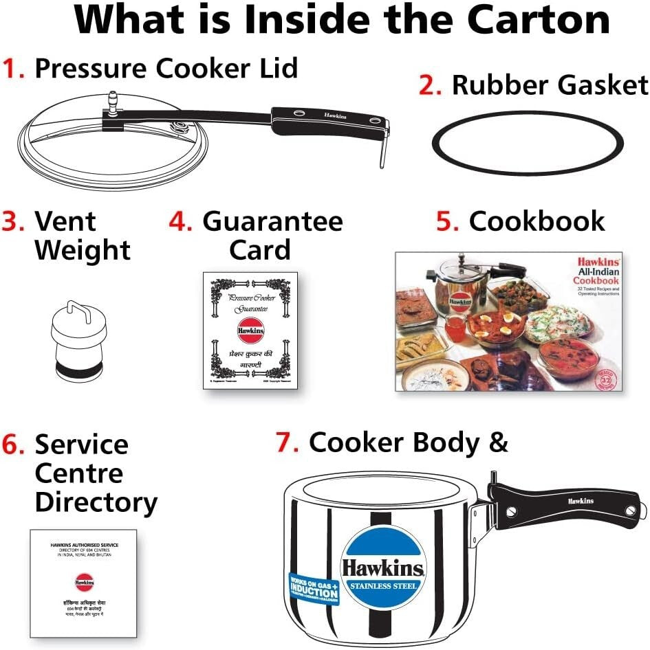 Hawkins Stainless Steel Tall Pressure Cooker, 3 Litre Capacity  Free Shipping