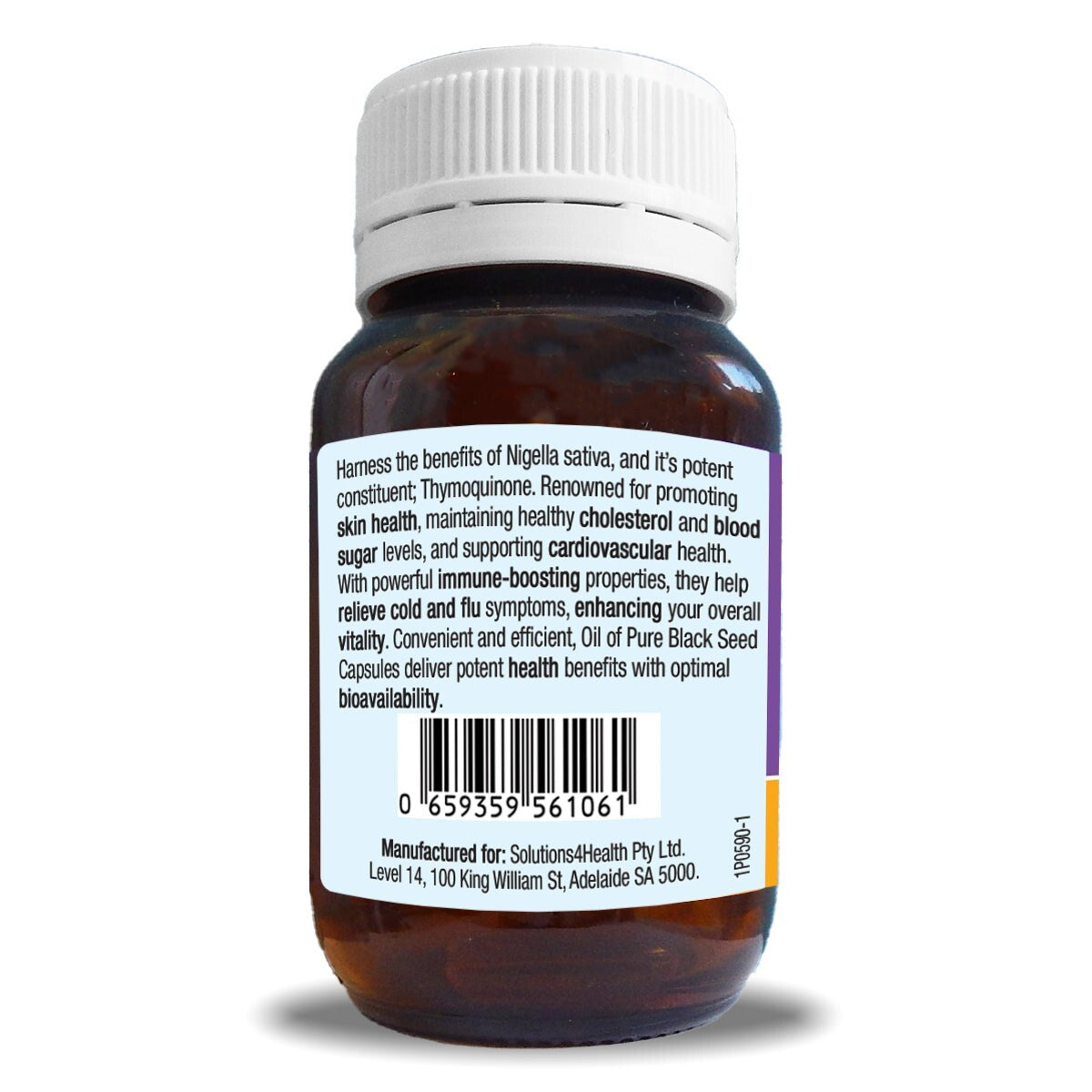 Solutions 4 Health Oil of Pure Black Seed - 60 Capsules FREE SHIPPING