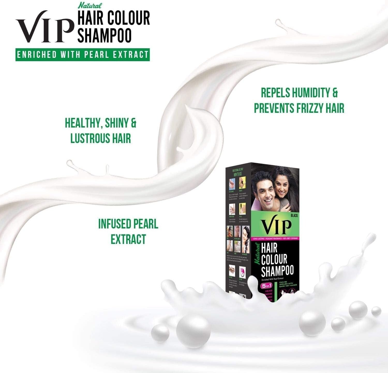 VIP Hair Black Colour Shampoo 2 pack of 180ml each combo pack  Free Shipping