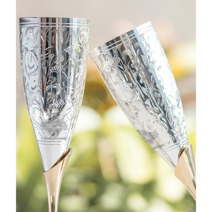 Silver & Brass Champagne Glass Set of 2