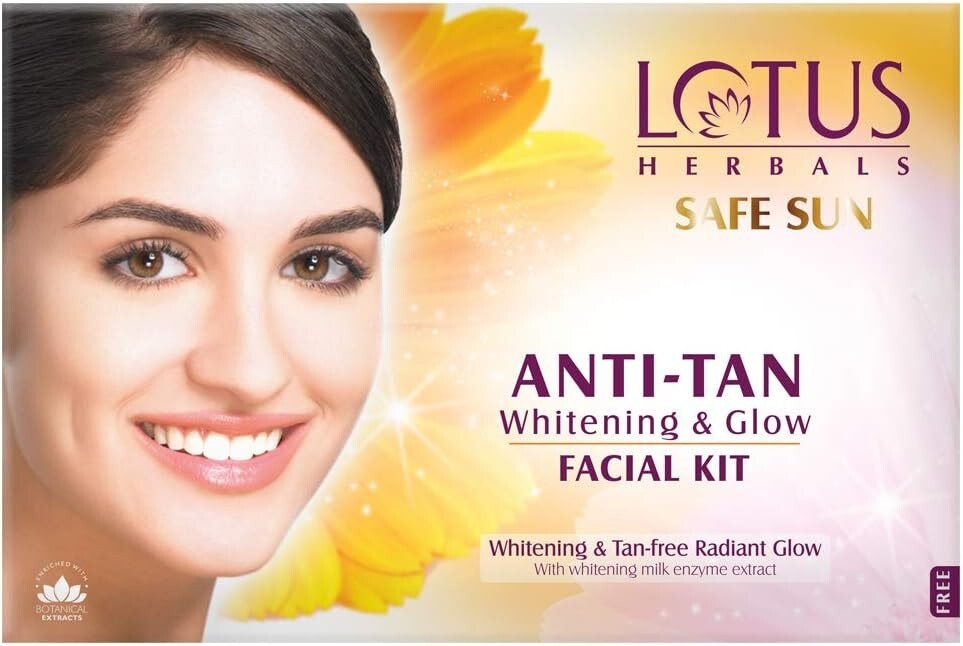 Lotus Safe Sun Anti Tan Whitening and Glow 4 in 1 Facial Kit… Free Shipping