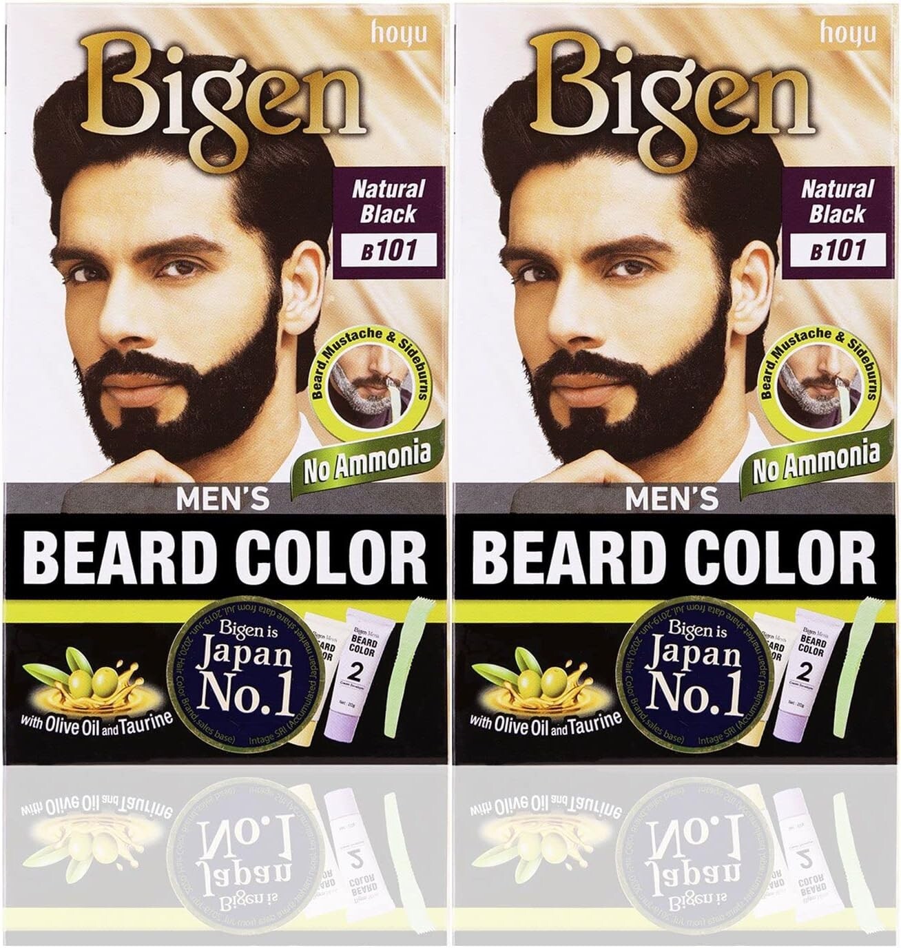 Bigen Men's Beard Color, (20g + 20g) Combo Offer Pack 2 Pc, B101 - Natural Black