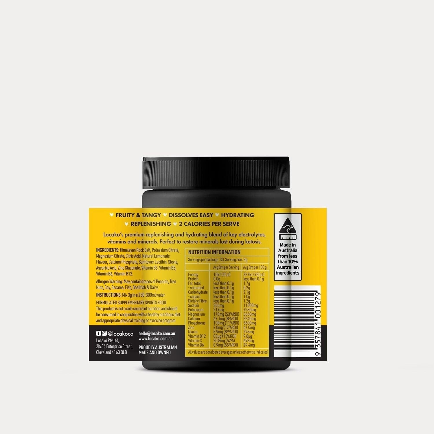 New Locako Keto Electrolyte Hydrate & Replenish Lemonade 90g 30 Serves