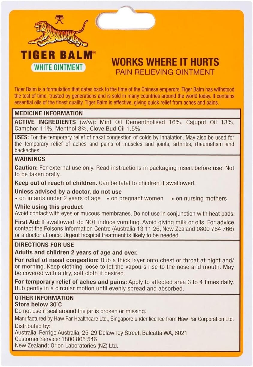 Tiger Balm White Ointment 18g (Pack of 3)  Free Shipping