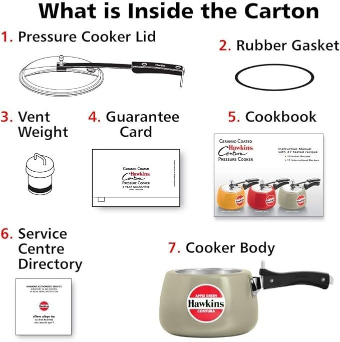 Hawkins Ceramic CAG30 Pressure Cooker, 3 L, Apple Green