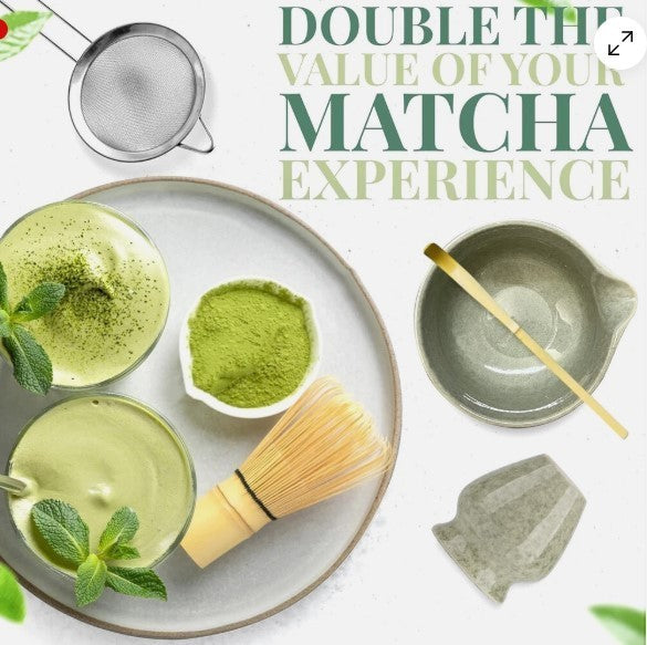 Bamboo Matcha Whisk Set Chasen Chashaku Matcha Whisk for Japanese Tea Ceremony