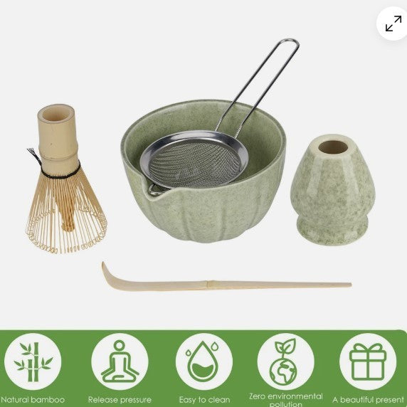 Bamboo Matcha Whisk Set Chasen Chashaku Matcha Whisk for Japanese Tea Ceremony