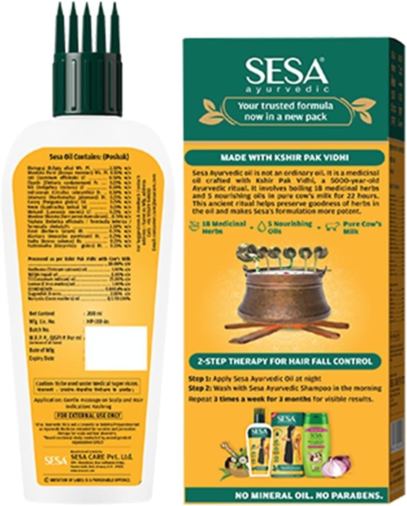 Sesa Ayurvedic Hair Oil 200ml, Prevents Hair Fall, Good for Hair Growth. 