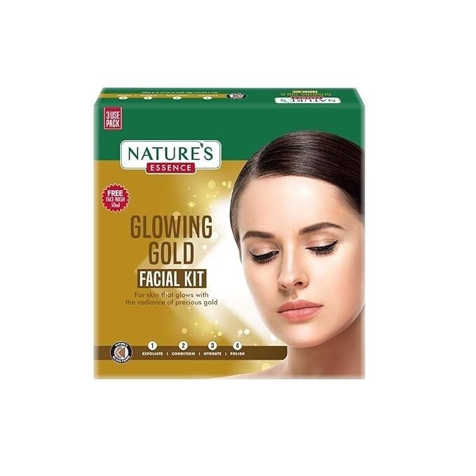 Natures Essence Glowing Gold Facial Kit 60g + 50ml | Bright & Glowing Skin |