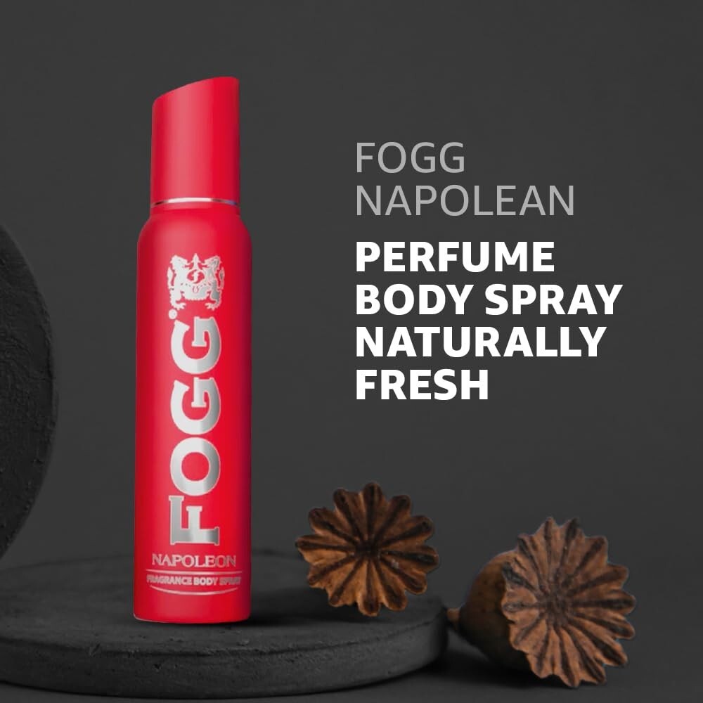 Fogg Napoleon No Gas Deodorant for Men, Long Lasting Perfume Body Spray, 2 x 120