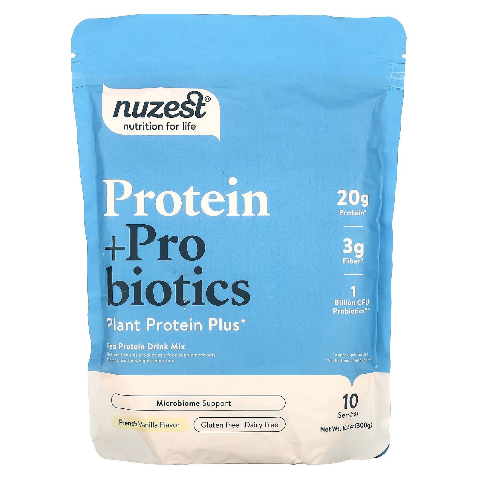 Nuzest Protein + Probiotics, French Vanilla Powder, 10.6 oz (300 g) Free shippin